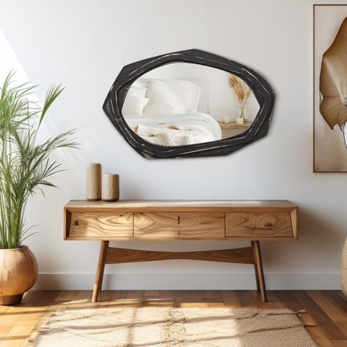 AAZZKANG 28x18 Inch Asymmetrical Wall Mirror Retro Decorative