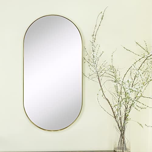 TEHOME Brushed Gold Oval Bathroom Mirror 20x40