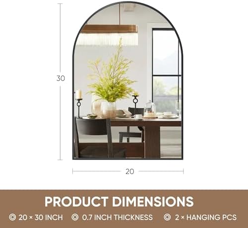 Antok Arch Bathroom Mirror 20x30 Black Vanity Mirror with Metal Frame