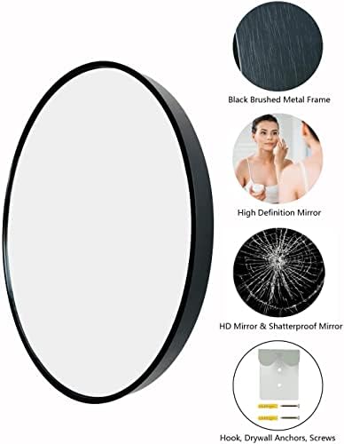 SHERBECK 24 Inch Round Black Mirror for Bathroom and Living Room