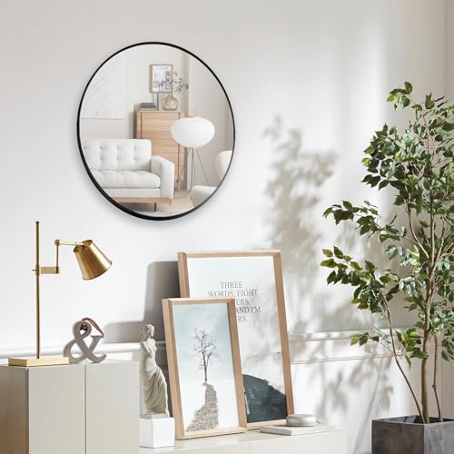 Redlife Black Round Wall Mirror for Bathroom