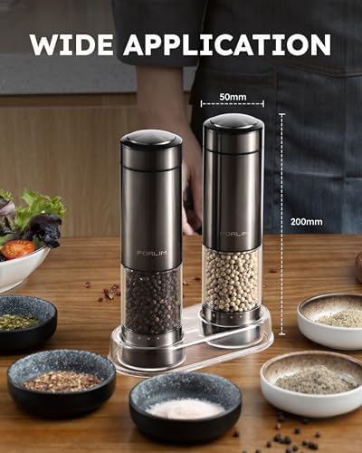 FORLIM Electric Salt Pepper Grinder Set with USB Rechargeable Adjustable Ceramic