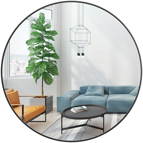 GAOMON 20 Inch Matte Black Round Mirror