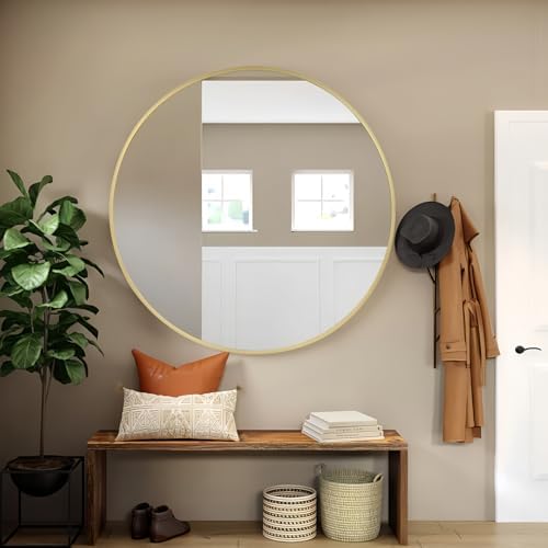 FARMER 24 Inch Gold Circle Mirror for Bathroom and Living Room