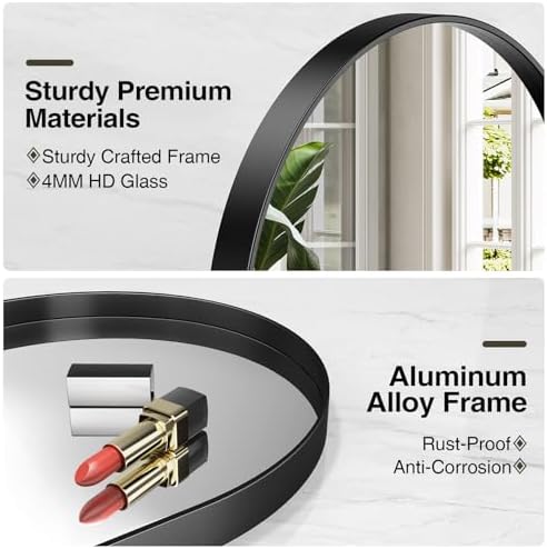 Brightify 24x40 Inch Black Oval Wall Mirror