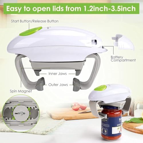 GAYAYAS Electric Can Opener Automatic Jar Opener with Soft Edge and 360 Rotation