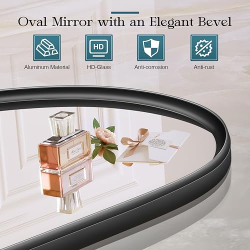 Black Oval Mirror 20x33 for Wall and Vanity