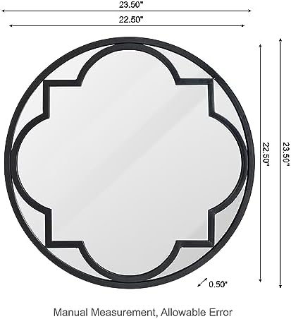 Glitzhome 24 Round Wall Mirror with Black Metal Frame