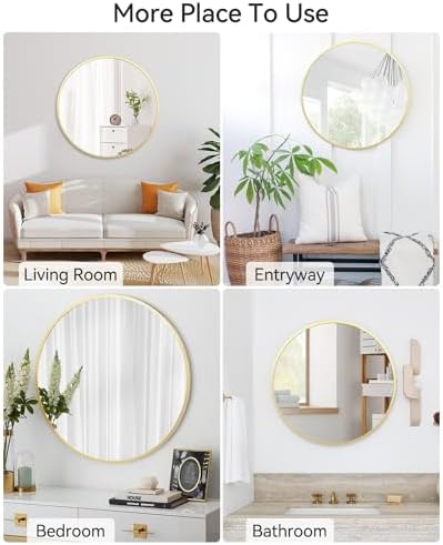 GAOMON 20 Inch Gold Round Wall Mirror