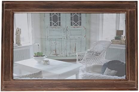 Sintosin Farmhouse Bathroom Mirror 24x36 Wood Frame