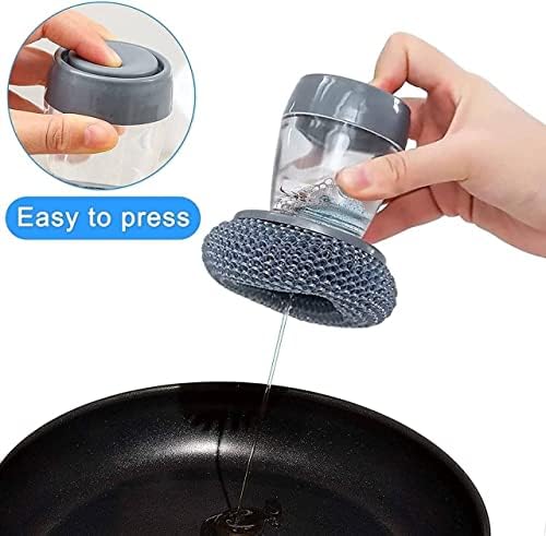 Cleaning Brush Scrubber with Push Button Liquid Soap Dispenser