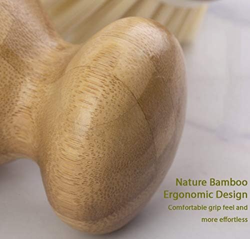 2-Pack Bamboo Cleaning Brushes for Kitchen and Bathroom Use
