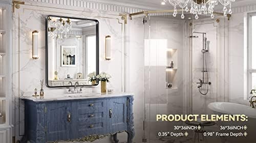 Brightify 30x36 Inch Black Wall Mirror with Metal Frame