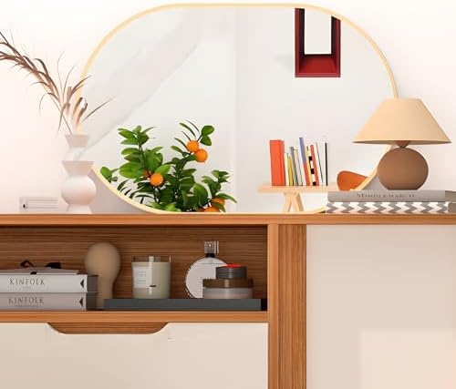 FARUIFETT 20x30 Inch Gold Oval Wall Mirror