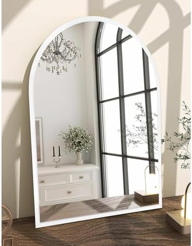 White Metal Framed Wall Mirror 26x18 Inch 1