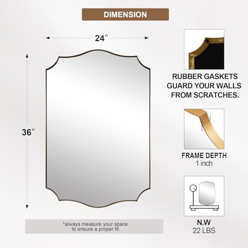 Andy Star 24x36 Wall Mirror with Stainless Steel Frame
