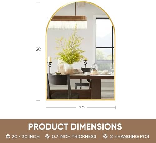 Antok 20x30 Wall Mounted Black Mirror with Gold Frame