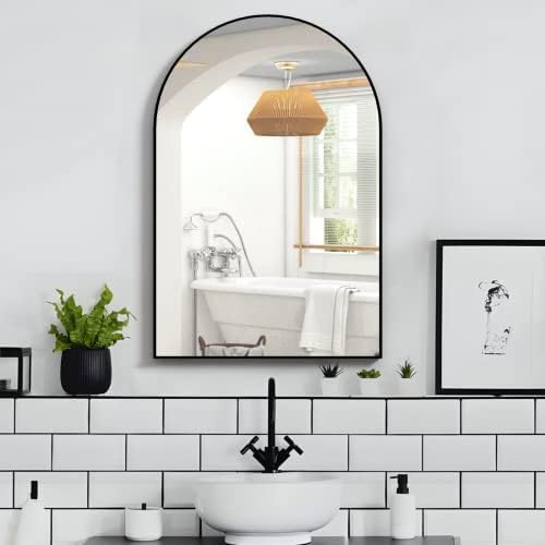 NEUWEABY Arched Wall Mirror 20x30 Black Metal Frame