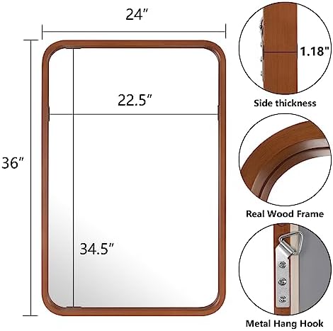 WallBeyond 24x36 Wood Mirror with Walnut Frame