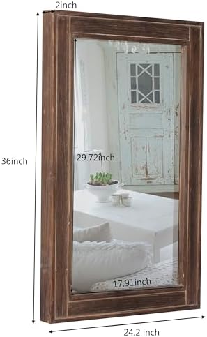 Sintosin Farmhouse Bathroom Mirror 24x36 Wood Frame