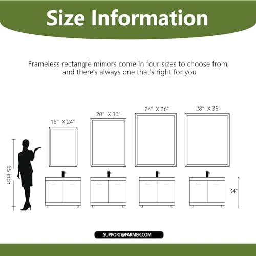 FARMER Frameless Rectangle Mirror 16x20 Inch 1