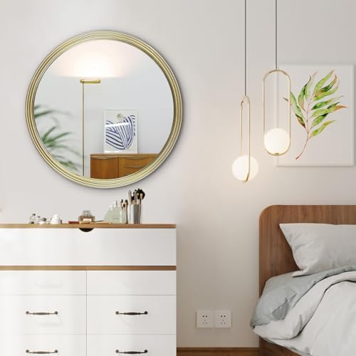 Gold Round Wall Mirror 24 Inch Modern Decor