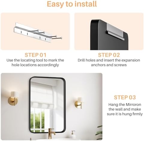 Atilioo 30x22 Inch Black Metal Bathroom Mirror