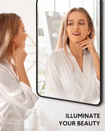 Amyove Black Metal Framed Bathroom Mirror 24X36 Inch