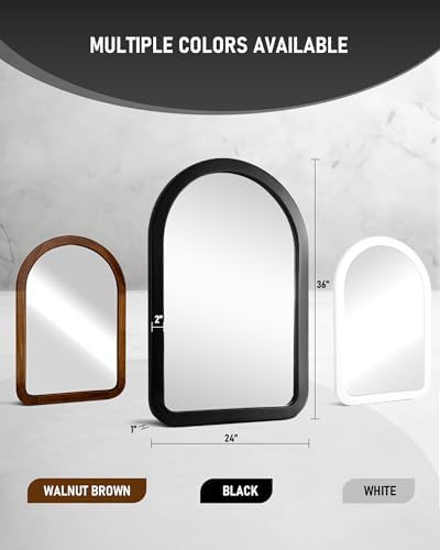 CULER Black Arched Wall Mirror 24 x 36 Inch
