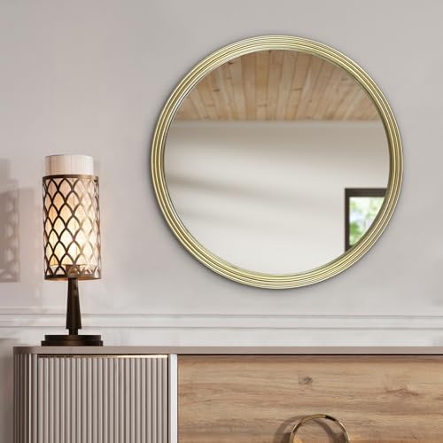 Gold Round Wall Mirror 24 Inch Modern Decor