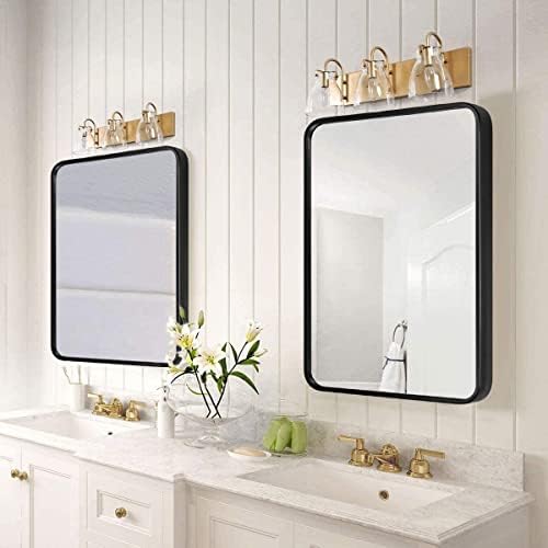 SNUGACE 30 X 36 Black Metal Frame Bathroom Mirror with Silver Backing