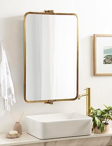 Kate and Laurel Elijah Rectangular Pivot Wall Mirror 38 x 24 Black