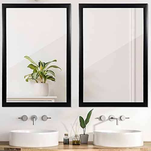 ZenStyle 24x36 Black Metal Framed Bathroom Mirror