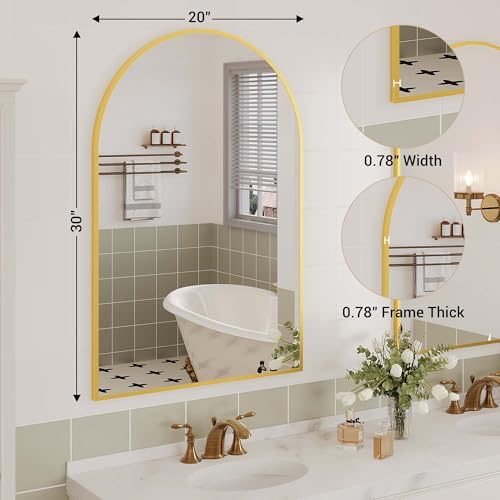 GAOMON Arched Wall Mirror 20x30 Gold Frame