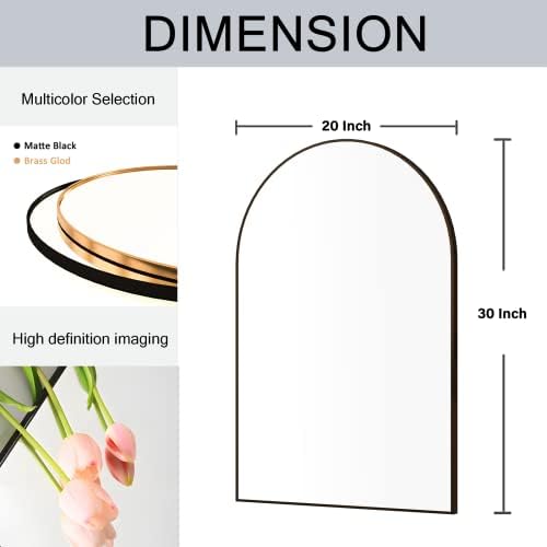NEUWEABY Arched Wall Mirror 20x30 Black Metal Frame