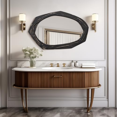 AAZZKANG 28x18 Inch Asymmetrical Wall Mirror Retro Decorative