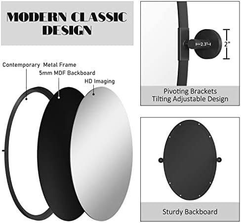 NXHOME 18 x 28in Black Oval Wall Mirror