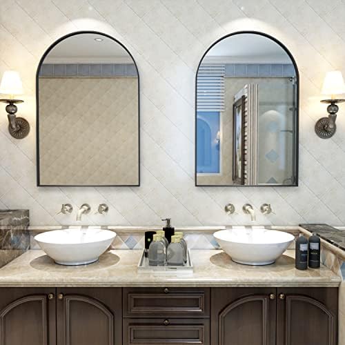 NEUWEABY Arched Wall Mirror 20x30 Black Metal Frame