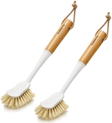 SUBEKYU Dish Brush with Bamboo Handle 2P Set