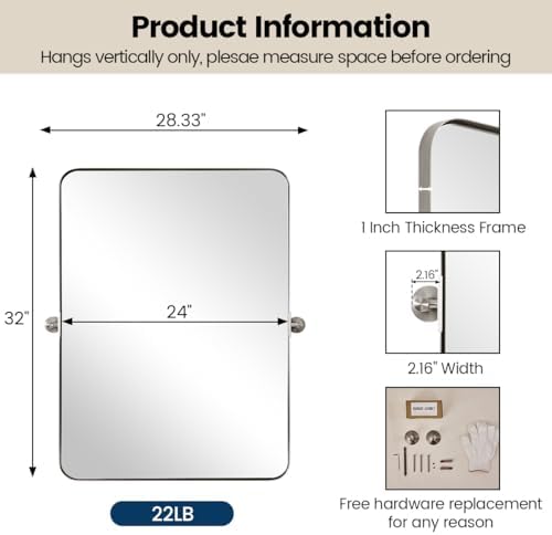 MOON MIRROR Brushed Nickel Pivot Mirror for Bathroom