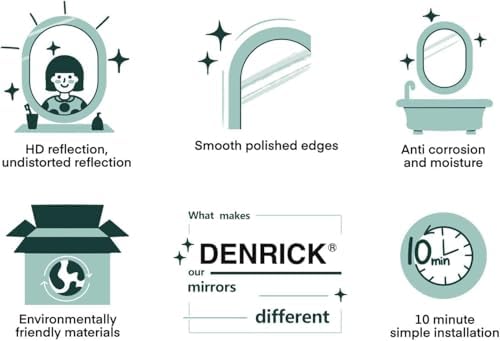 DENRICK 2 Pack Oval Bathroom Mirror 18x30 Brushed Metal Frame