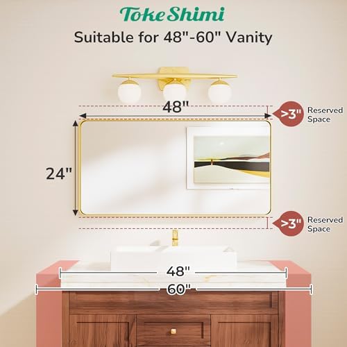 Tokeshimi 48x24 Brushed Gold Bathroom Mirror 1