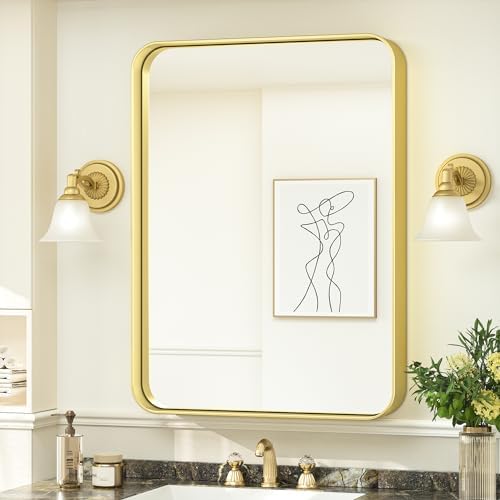 TokeShimi 24x30 Inch Gold Brushed Wall Mirror