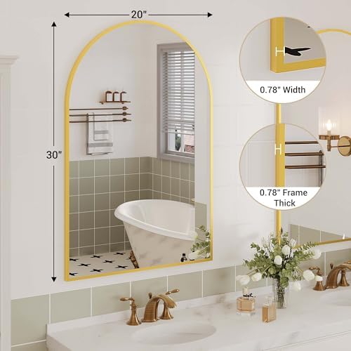 GarveeHome Arched Wall Mirror 20x30 Gold Frame 1