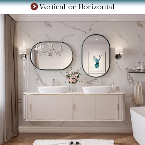 Black Oval Mirror 20x33 for Wall and Vanity