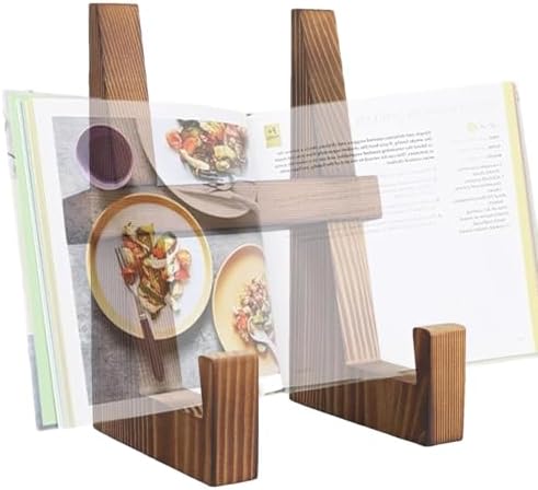 Multifunctional Rustic Brown Cookbook Stand for Kitchen