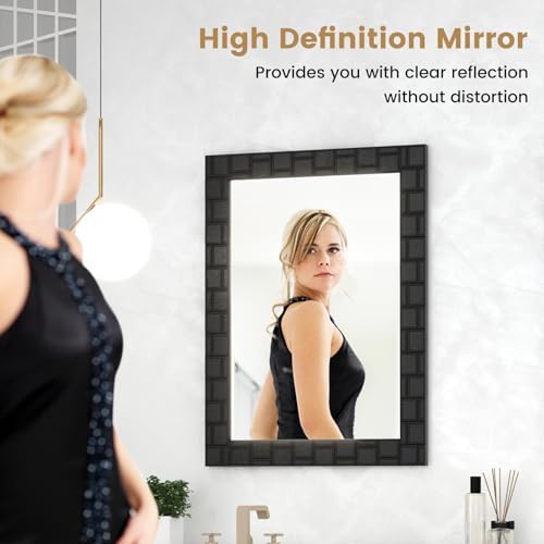 CHARMAID Wall Mirror 32x24 Wood Frame Decor