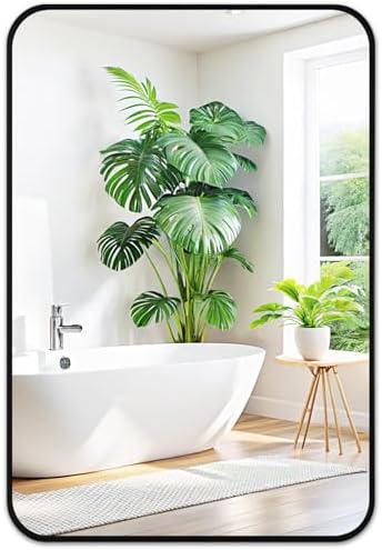 Fabuday Modern Black Matte Metal Wall Mirror - 20x30