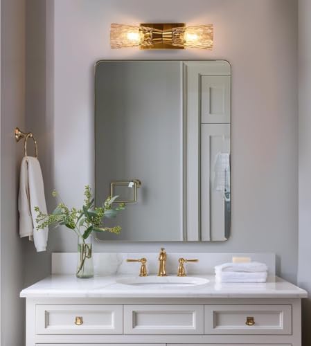 ANDY STAR Gold Bathroom Mirror 24x36 Brushed Brass Frame