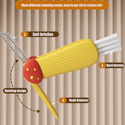 3 in 1 Cup Lid Cleaning Brush Set with Hook and Interchangeable Heads